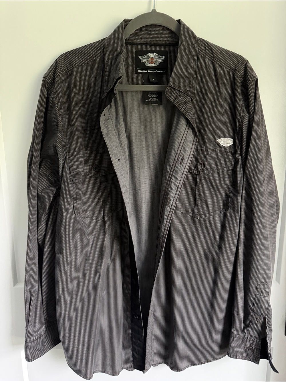 Harley-Davidson Men's Charcoal Pinstripe Button Down Shirt